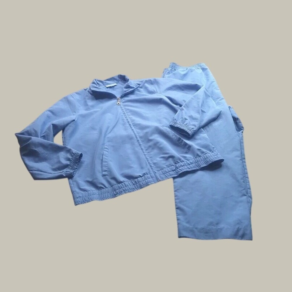 Vintage Koret Track Suit Womens PM Blue 2pc Y2K Windbreaker Athleisure Lounge